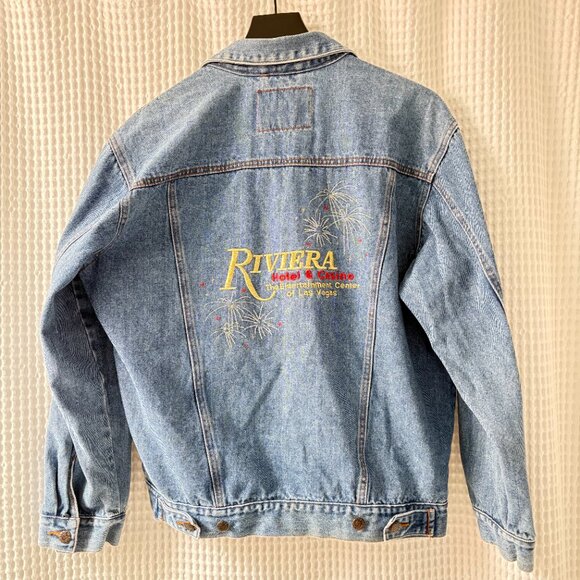 Riviera Hotel & Casino cotton denim trucker jacket men's small 1990s Las Vegas - Picture 3 of 8